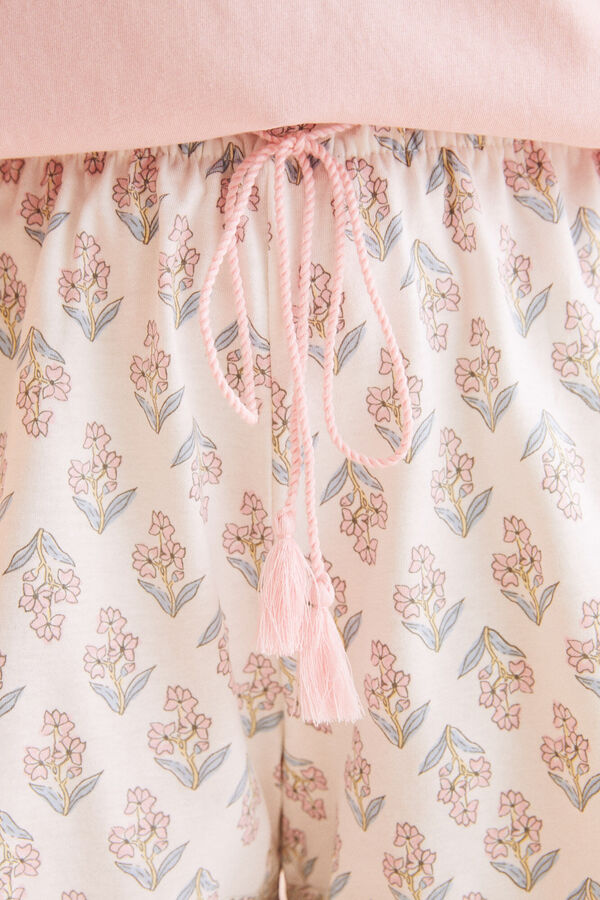 Womensecret Pijama corta 100% algodón espalda anudada rosa rosa