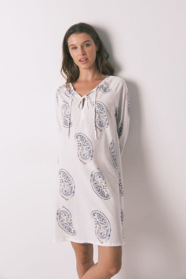 Women'secret Camis&oacute;n midi estampado Paisley blanco