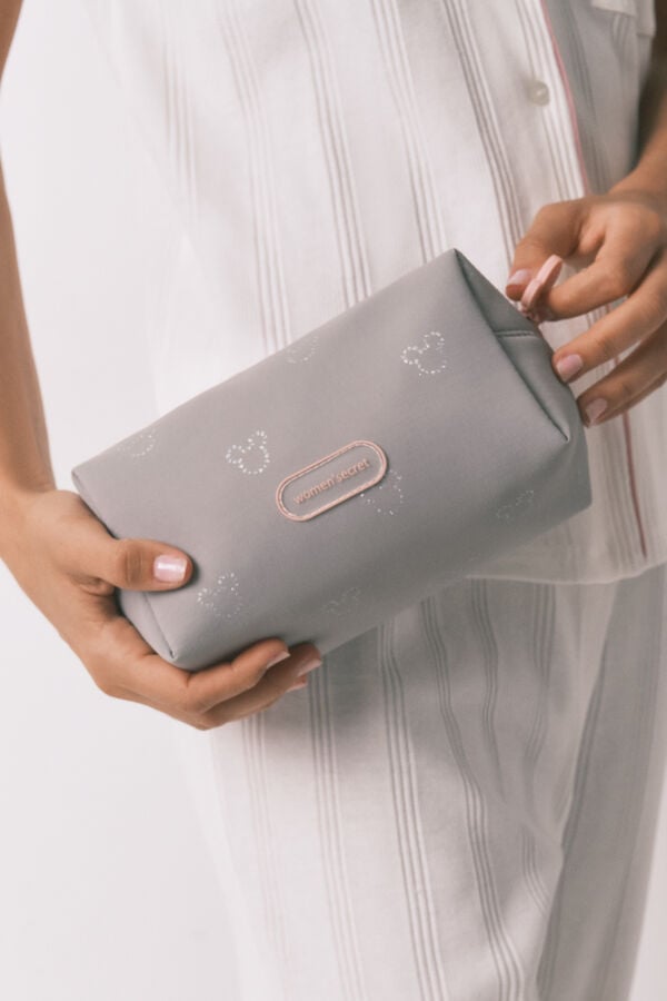 Women'secret Neceser mediano gris estampado Mickey diamantina gris