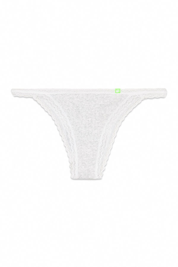Womensecret Panty brasileño de pointelle gris sin costuras gris