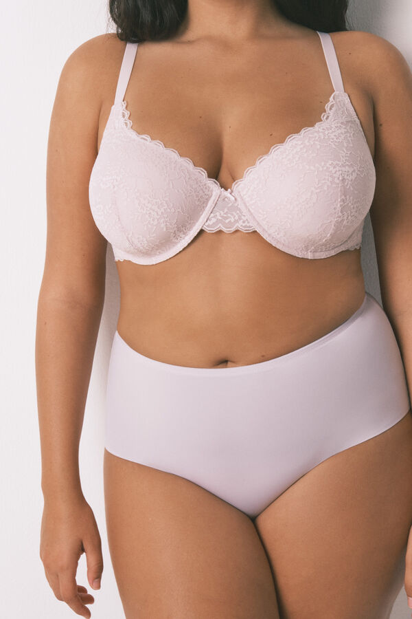 Women'secret Panty alta clásica de microfibra color lila morado/lila