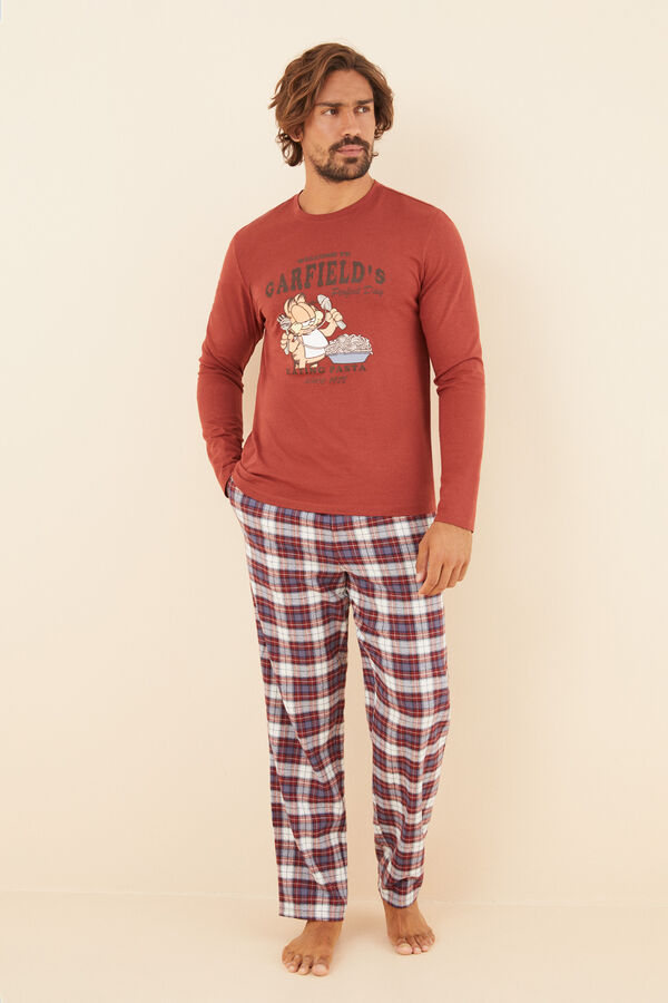 Womensecret Pijama larga hombre 100% algodón Garfield naranja