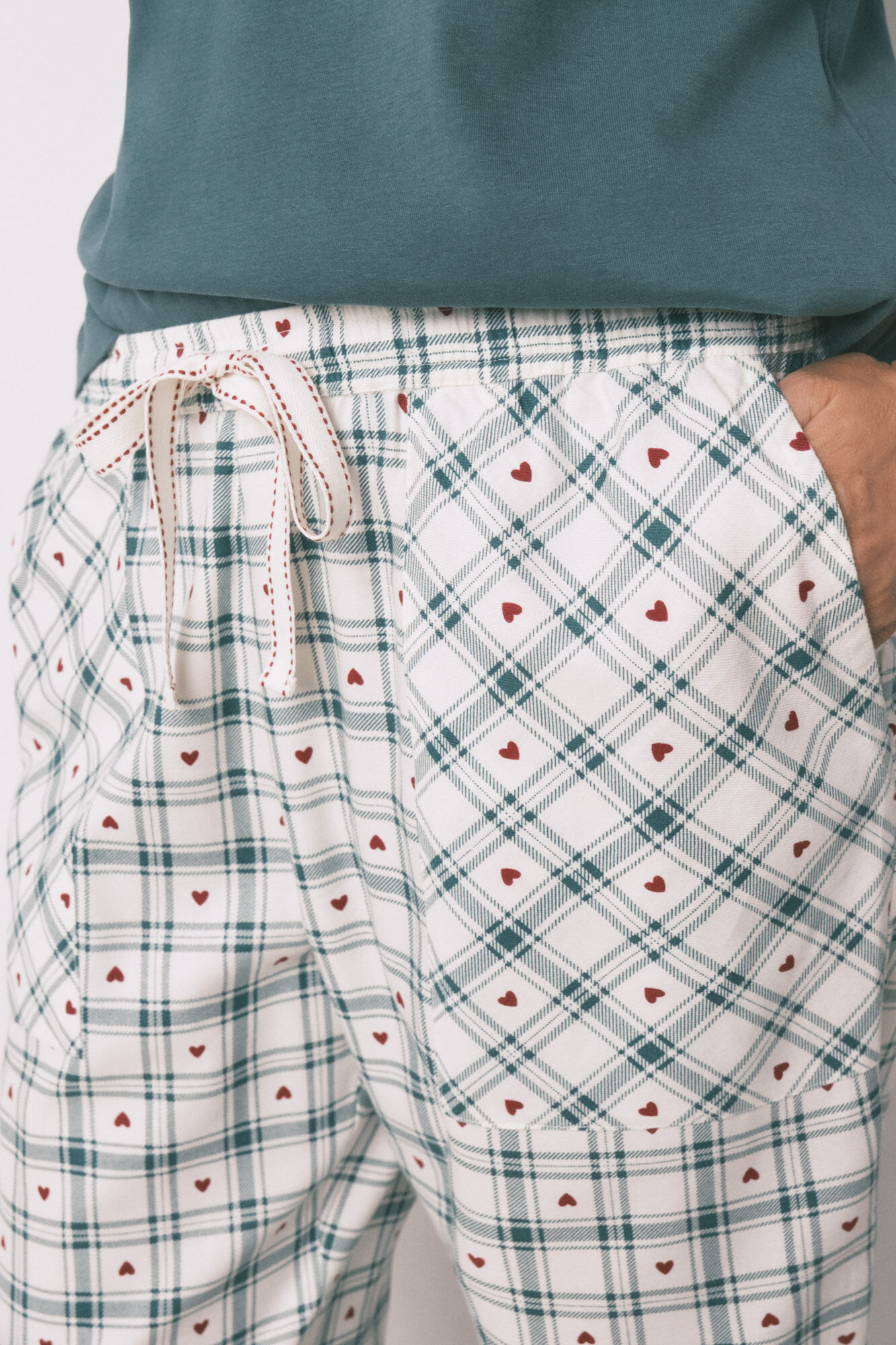 Women'secret Pantal&oacute;n largo con estampado de cuadros verdes