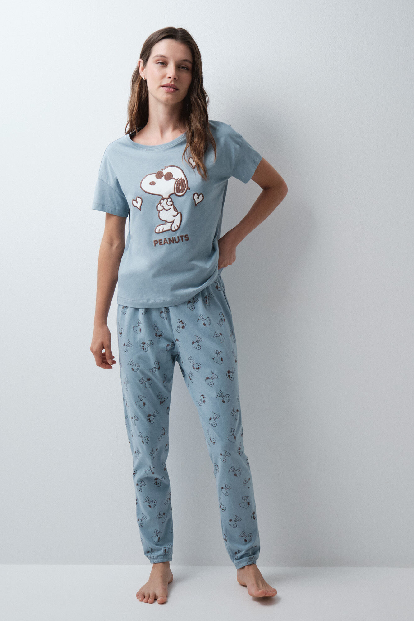 Women'secret Pijama larga manga corta Snoopy 3D
