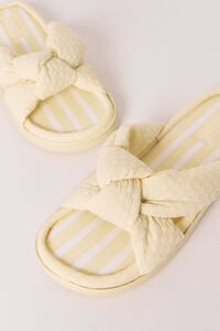 Women'secret Pantuflas con lazo voluminoso amarillo