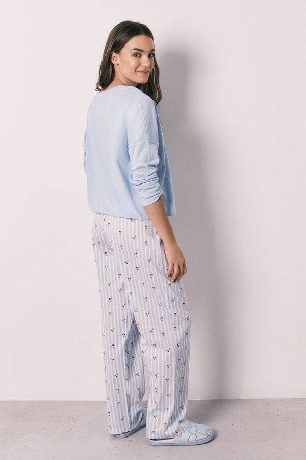 Women'secret Pijama larga de algod&oacute;n Mickey Cherry azul