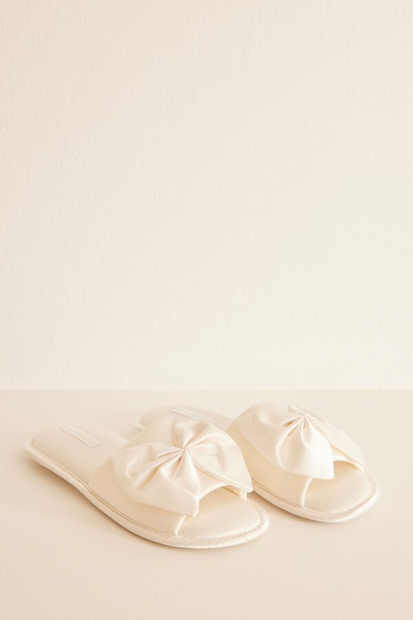 Womensecret Pantuflas moño blancas blanco