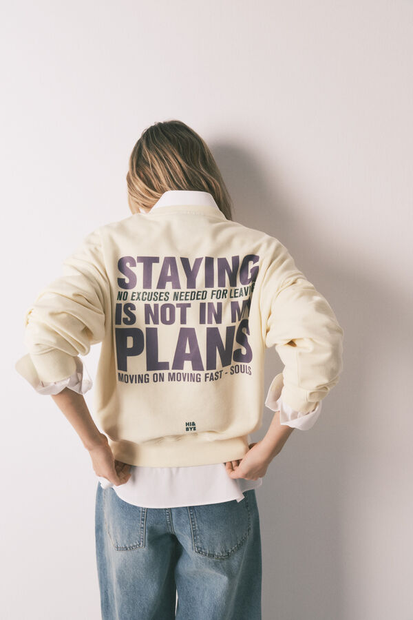 HI&BYE Sudadera corta lisa de felpa de algod&oacute;n amarilla amarillo