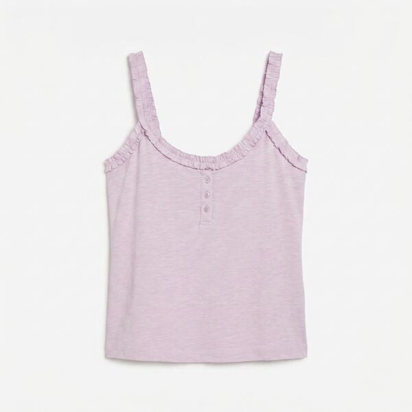 Women'secret Playera de tirantes con volantes de algod&oacute;n rosa verde