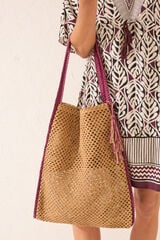 Womensecret Bolsa de mano trenzado beige, bolsa gris