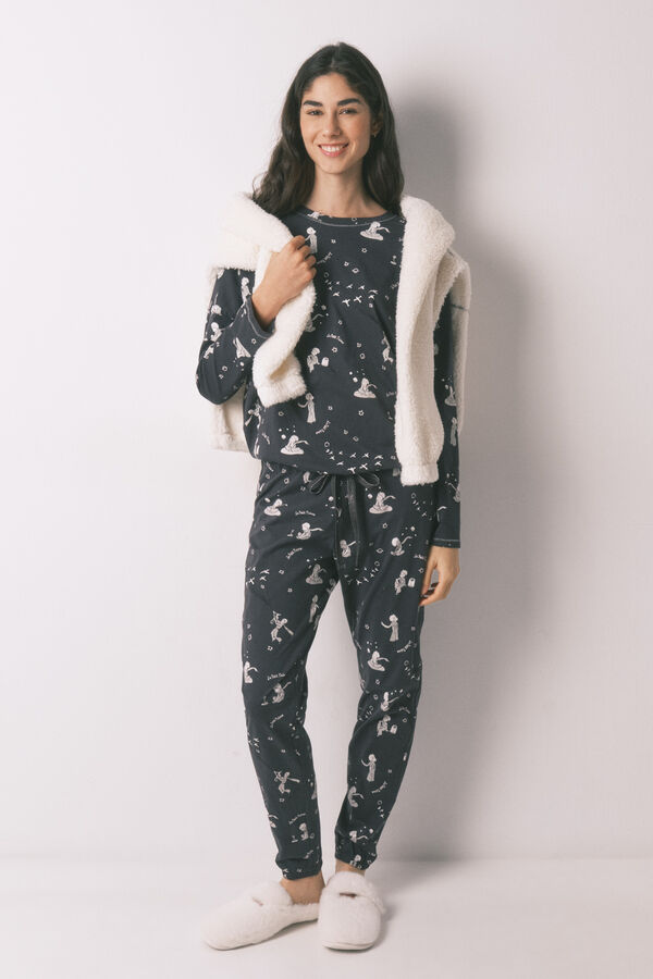 Women'secret Pijama larga de 100% algod&oacute;n gris El Principito gris