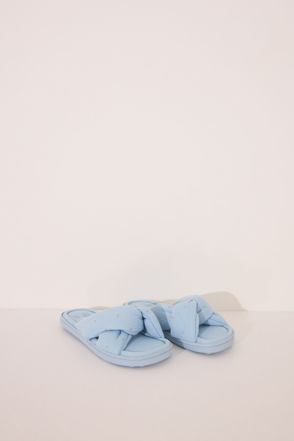 Womensecret Pantufla de ducha con nudo azul tipo gofre azul