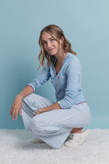 HI&BYE Pijama larga con cuadros vichy azules  azul