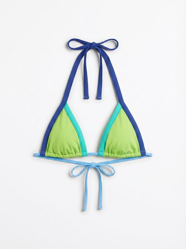HI&BYE Top de bikini triangular halter cortina verde verde