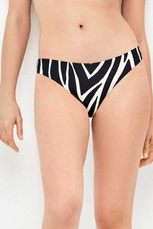 Gisela Panty de bikini estampado animal print cebra blanco