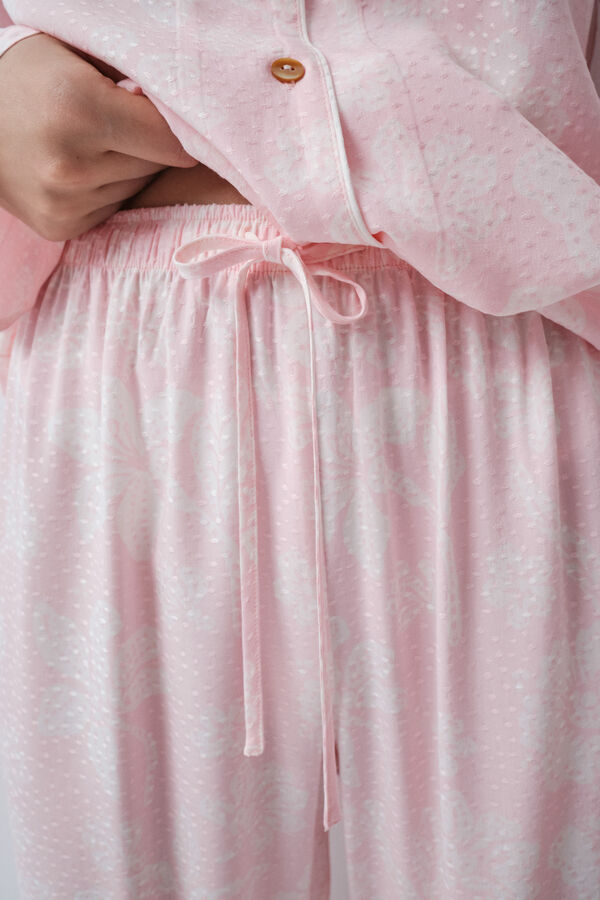 Women'secret Pijama larga camisera estampado floral bicolor rosa