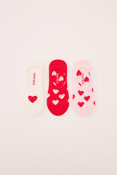 Womensecret Pack de 3 calcetines invisibles con estampado de corazones estampado