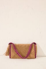Womensecret Neceser grande de rafia NATURAL púrpura