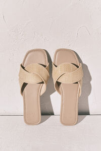 Women'secret Sandalias de pala de rafia beige