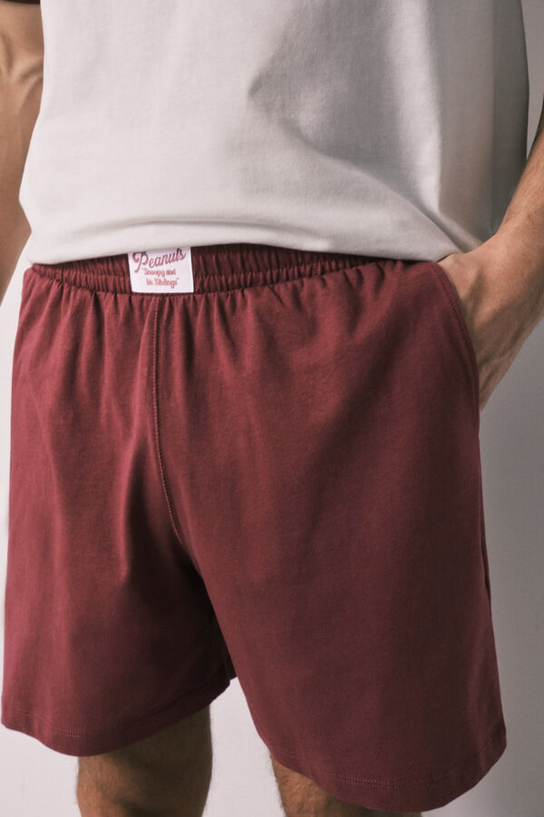 Women'secret Pijama corta de hombre de algod&oacute;n Peanuts p&uacute;rpura