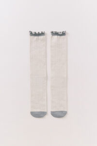 Women'secret Calcetines largos de canalé color crudo tostado