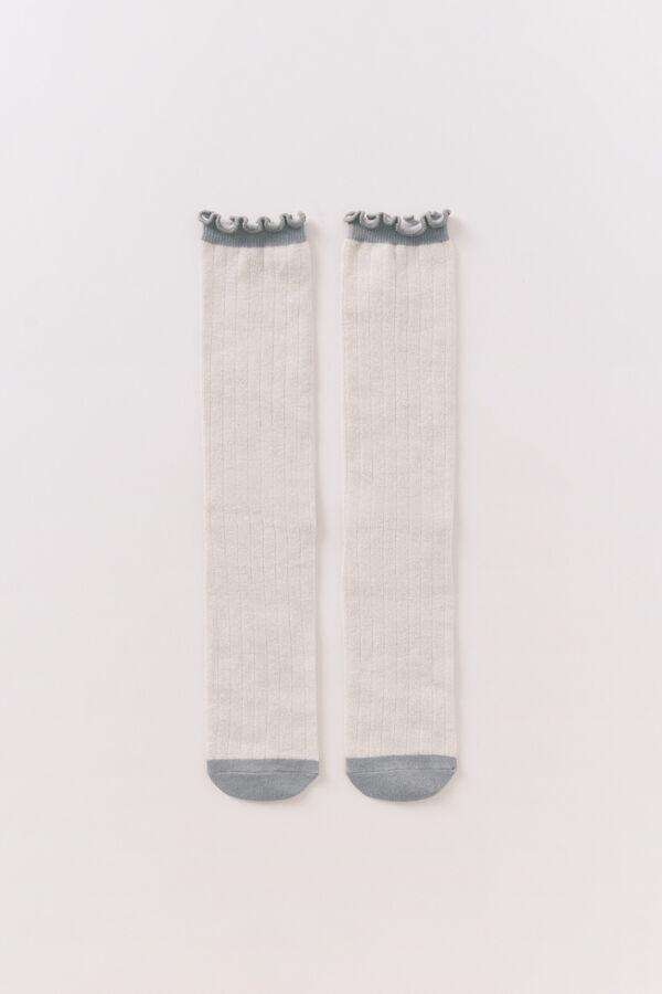 Women'secret Calcetines largos de canal&eacute; color crudo tostado nude