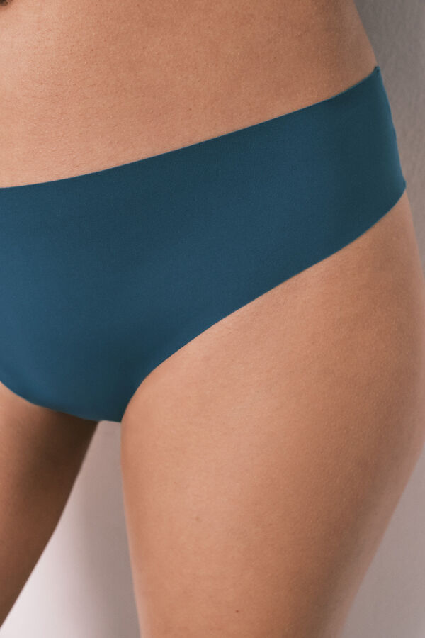 Women'secret Tanga corte limpio de microfibra azul verde