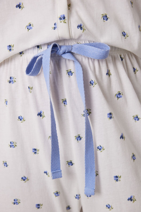 Womensecret Pijama larga 100% algodón blanca flores estampado
