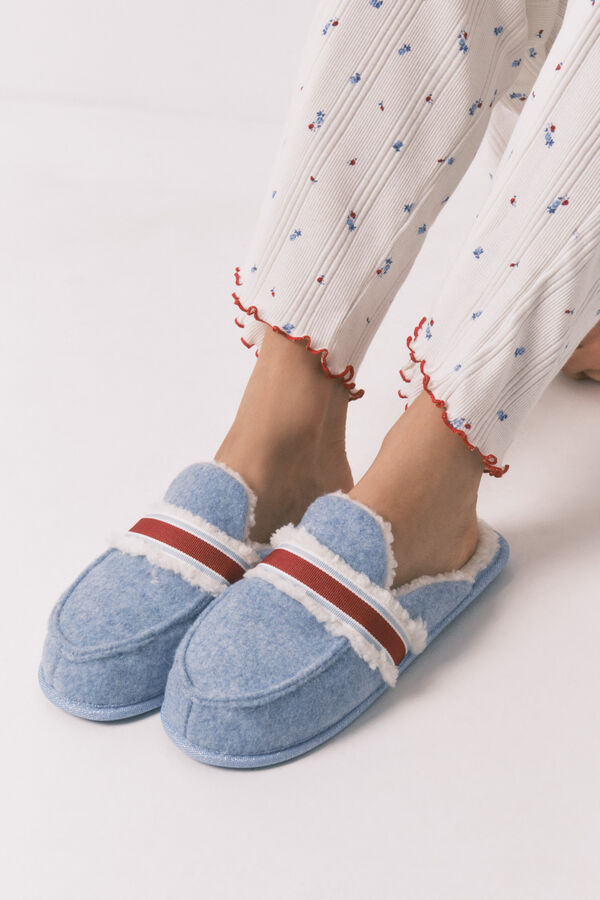 Womensecret Pantuflas para casa con estampado de Mickey azul estampado