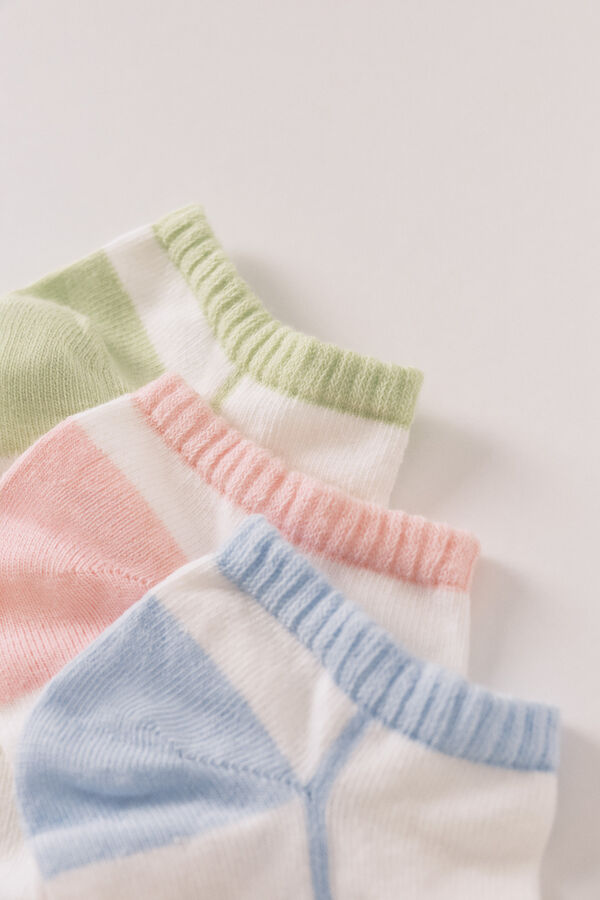 Womensecret Pack de 3 calcetines short liso estampado