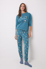 Womensecret Pijama larga 100% algodón Snoopy verde