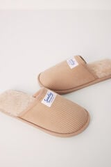 Womensecret Pantuflas casa destalonadas pana beige beige