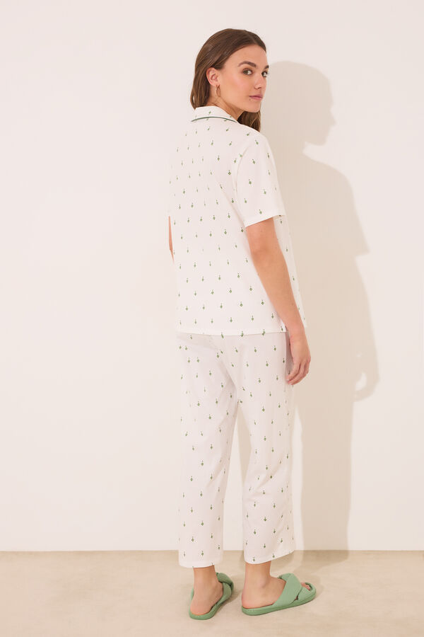Womensecret Pijama camisera de algodón estampado  blanco
