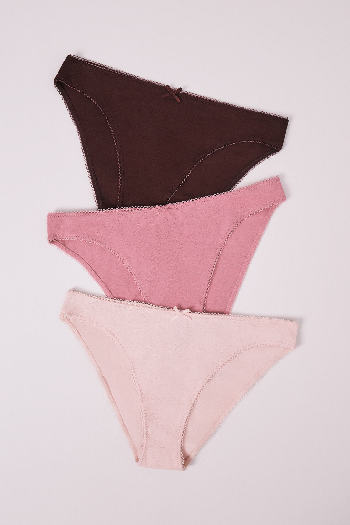 HI&BYE Pack 3 panties cl&aacute;sicas de algod&oacute;n rosa