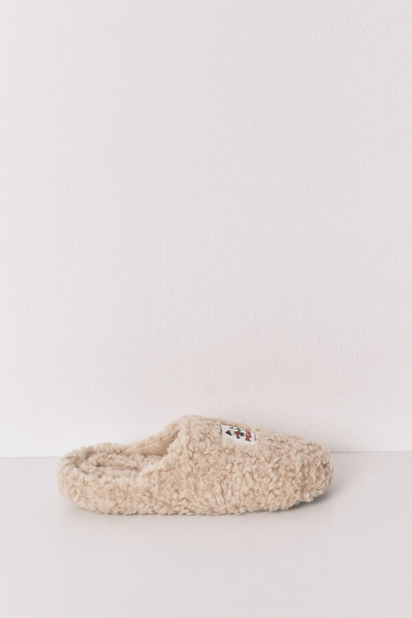 Women'secret Pack de regalo de pantuflas para casa de borrego de Snoopy y antifaz marfil