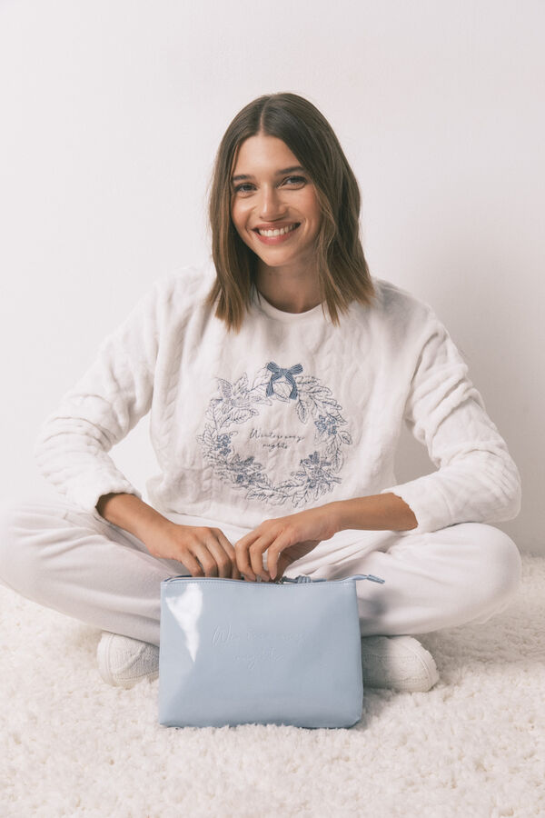 Women'secret Neceser doble mediano en piel azul gris