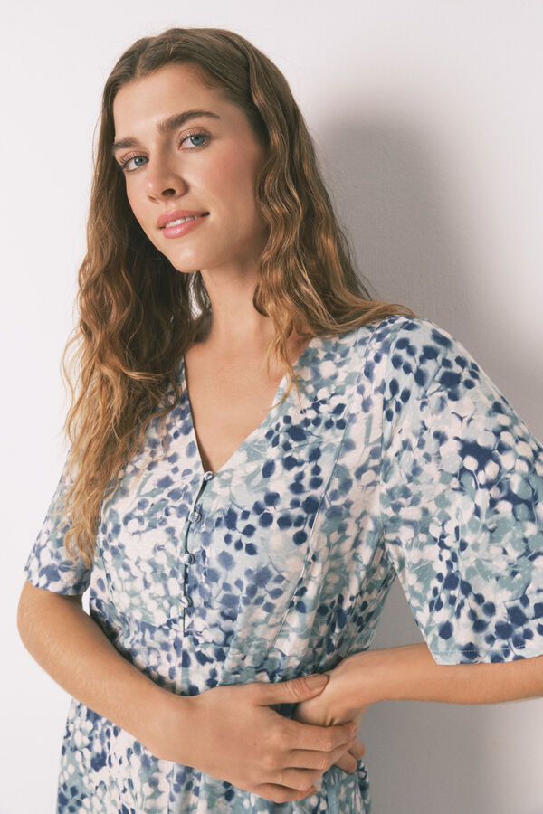 Womensecret Camisón midi de jacquard floral verde verde