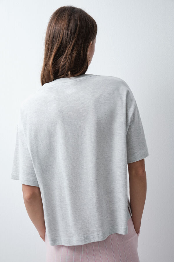 Women'secret Playera de algod&oacute;n con estampado gris gris