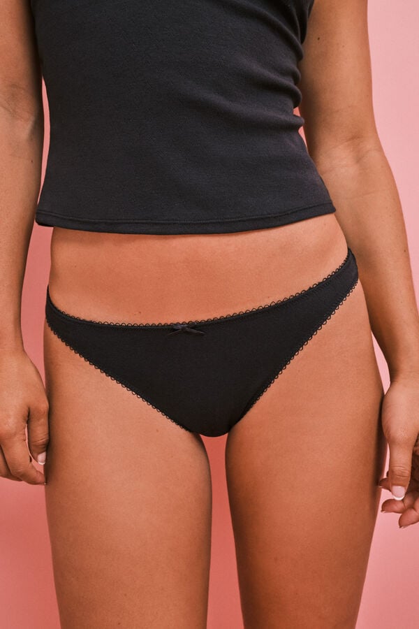 HI&BYE Pack playera y panty brasile&ntilde;o negro negro