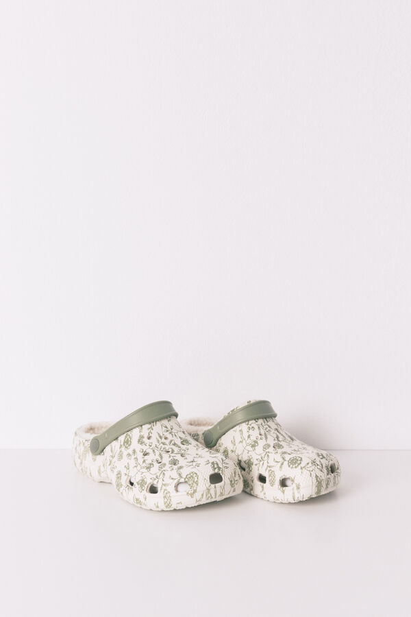 Womensecret Pantuflas para casa de flores verdes estampado