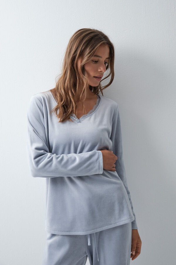 Women'secret Pijama larga azul claro azul
