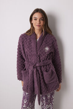 Womensecret Bata corta borreguito acolchado morado morado/lila