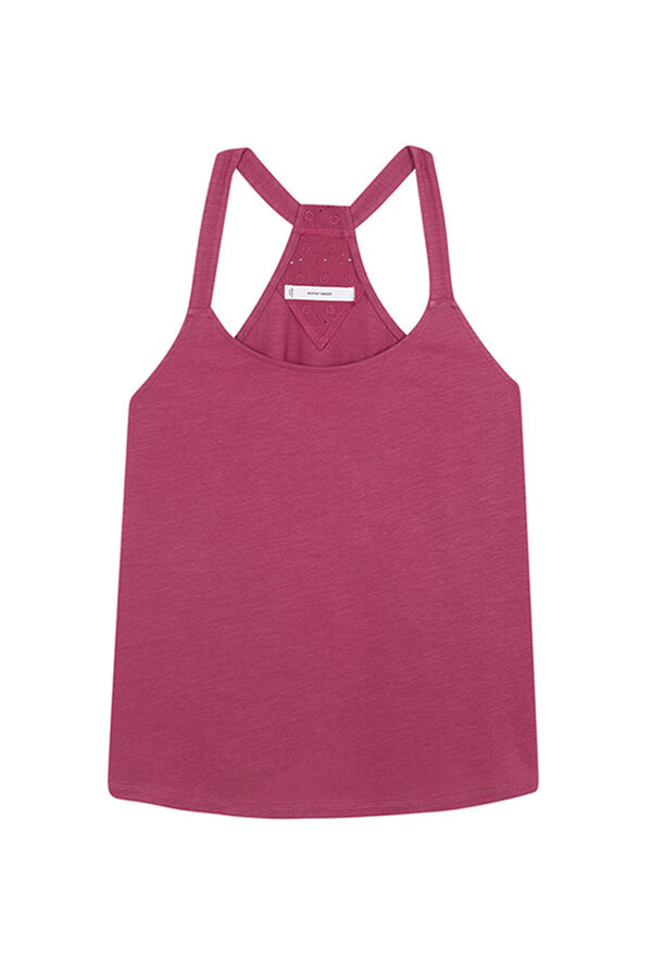 Womensecret Playera de tirantes sin mangas de algodón morado/lila morado/lila