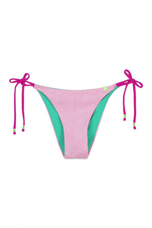 Womensecret Panty de bikini con tirantes metalizadas de color rosa rosa