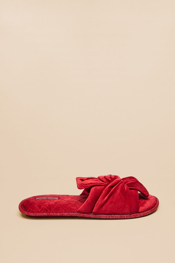 Womensecret Pantuflas terciopelo rojo coral