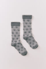 Women'secret Calcetines largos rosas con corazones en relieve  gris