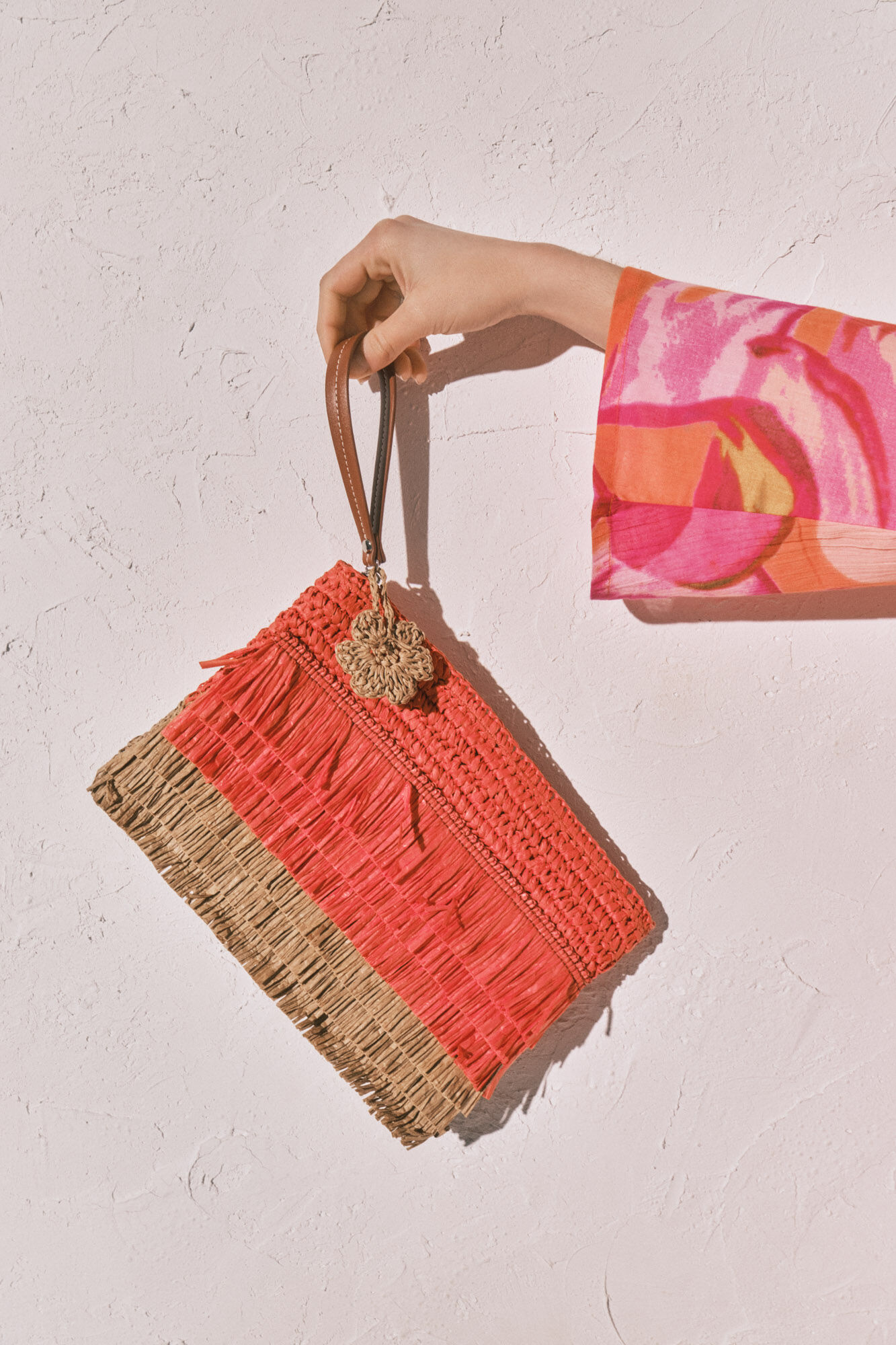 Women'secret Neceser mediano de rafia bicolor