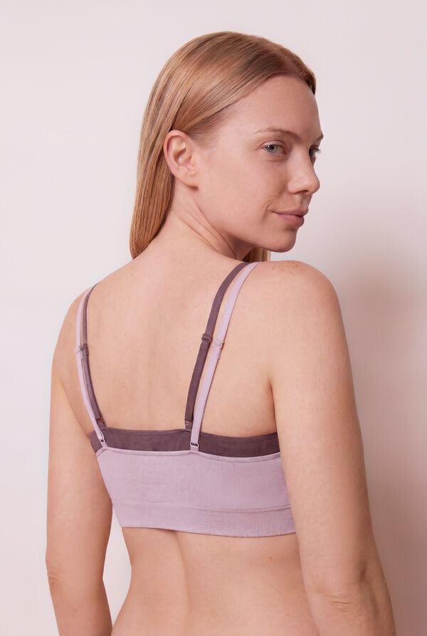 Women'secret Top sin costuras acanalado lila morado/lila