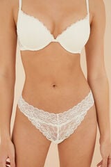 Womensecret Panty encaje beige marfil
