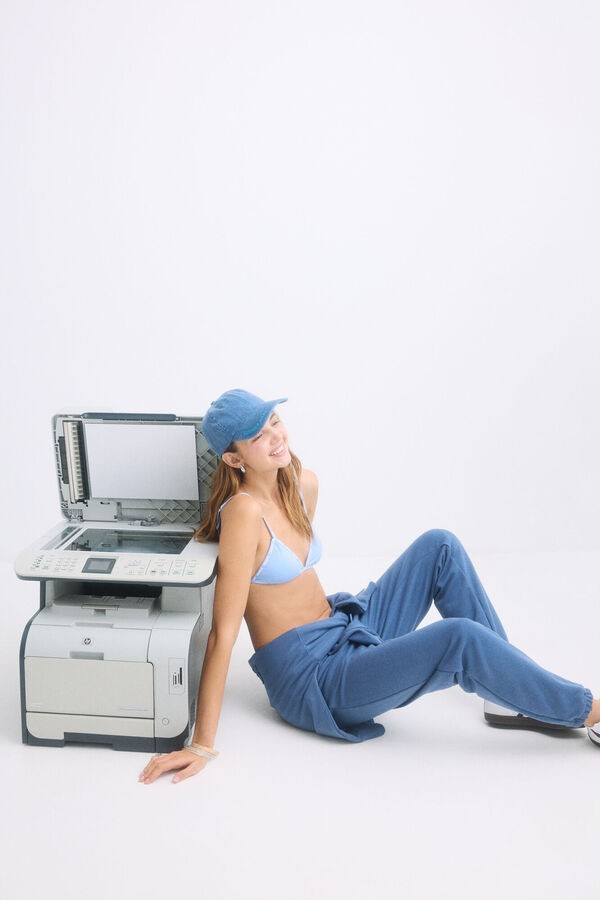Womensecret Pantalón largo jogger felpa azul azul